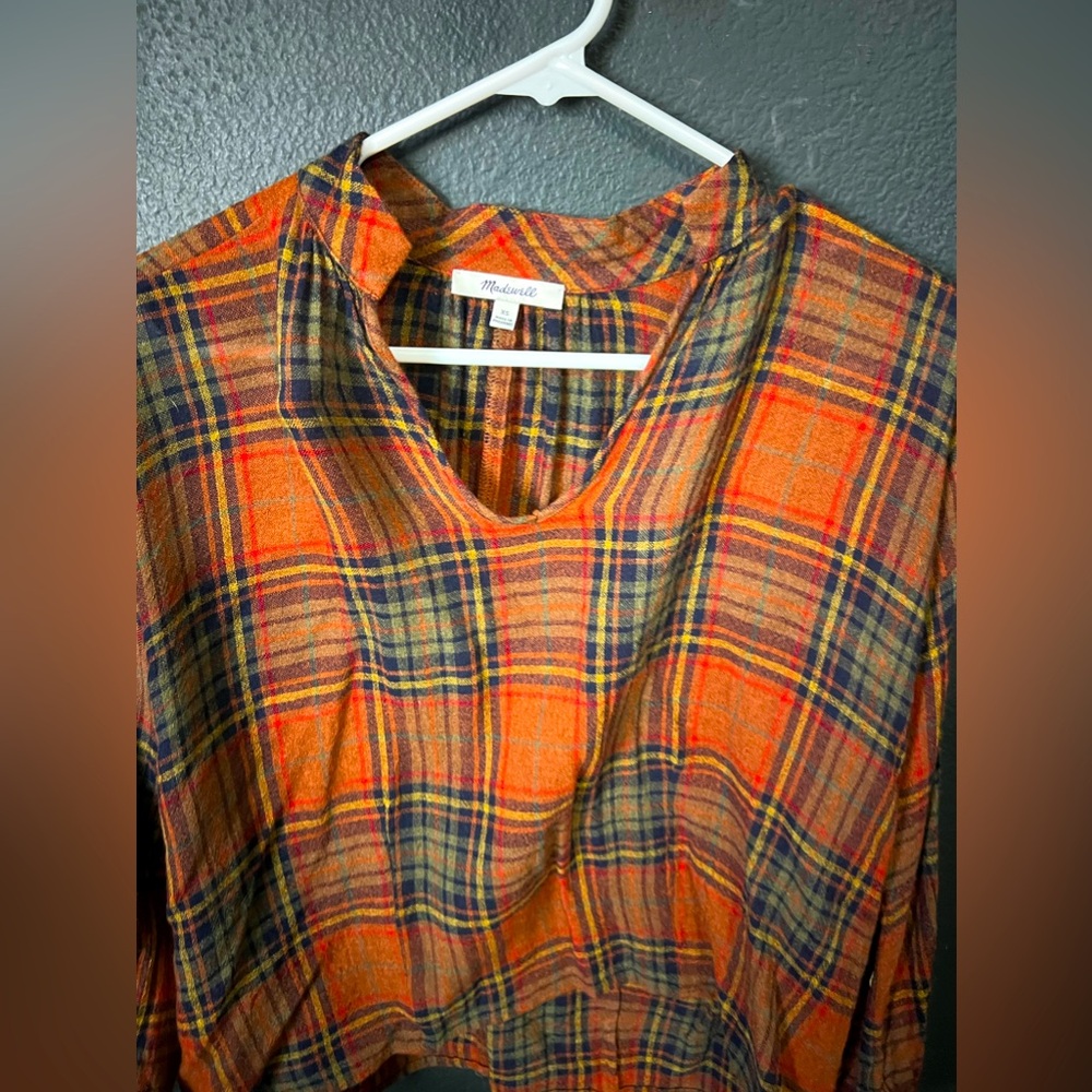 Madewell flannel blouse crop top